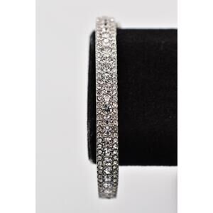 Givenchy Rhinestone Crystal Bangle Bracelet Silver Designer Jewelry Y2K BinBR